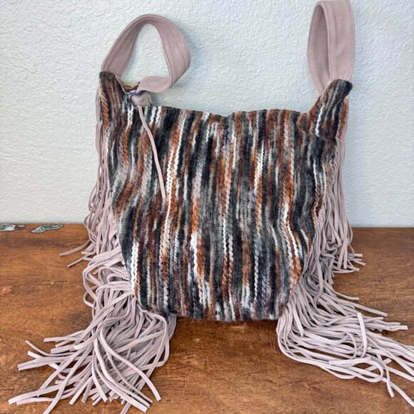 Johnny Was Bag Purse Elodie Suede Leather Fringe Boho Western Rodeo Textured EUC - Picture 5 of 17